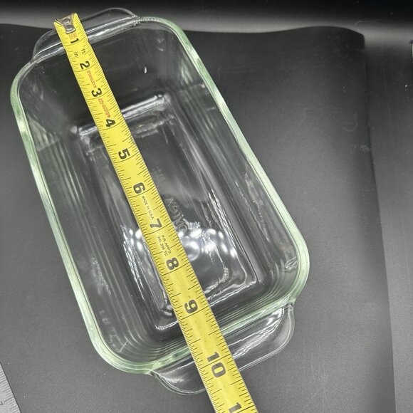 PYREX Heavy Clear Glass Loaf Pan 1 1/2 Quart Baking Dish Made in USA Vintage - Picture 10 of 14